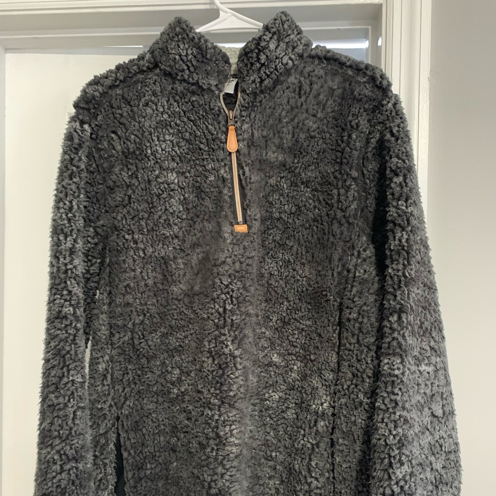 KATYDID WOMEN'S GRAY SHERPA 1/2 ZIP PULLOVER